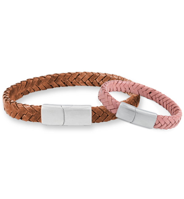 KAYA sieraden Vader & Dochter Leren Armbanden Set