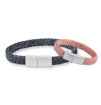 KAYA sieraden Father & Daughter Leather Bracelet Set | Blue