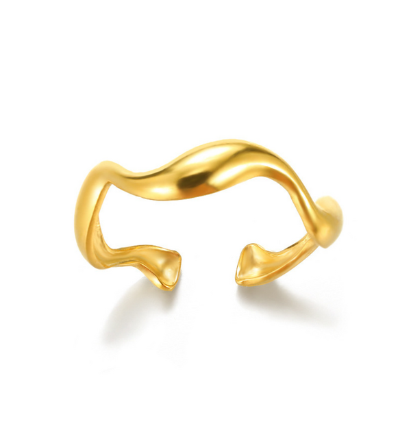 KAYA sieraden Minimalistiche Verstelbare Ring Waves | Stainless Steel