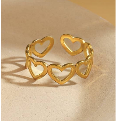 KAYA sieraden Verstelbare Ring Kleine Open Hartjes