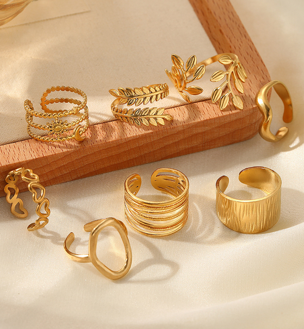 KAYA sieraden  Verstelbare Ring Kleine Open Hartjes | Stainless Steel