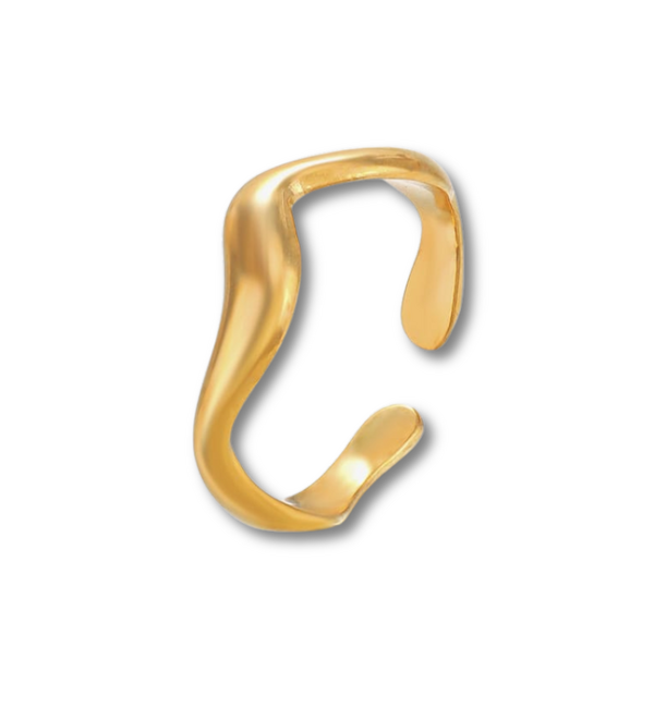 KAYA sieraden Adjustable Ring with Wave Structure Wave | Stainless Steel