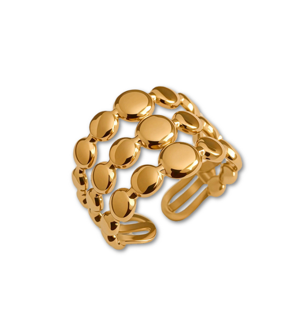 KAYA sieraden  Verstelbare Statement Ring Triple Dots | Stainless Steel
