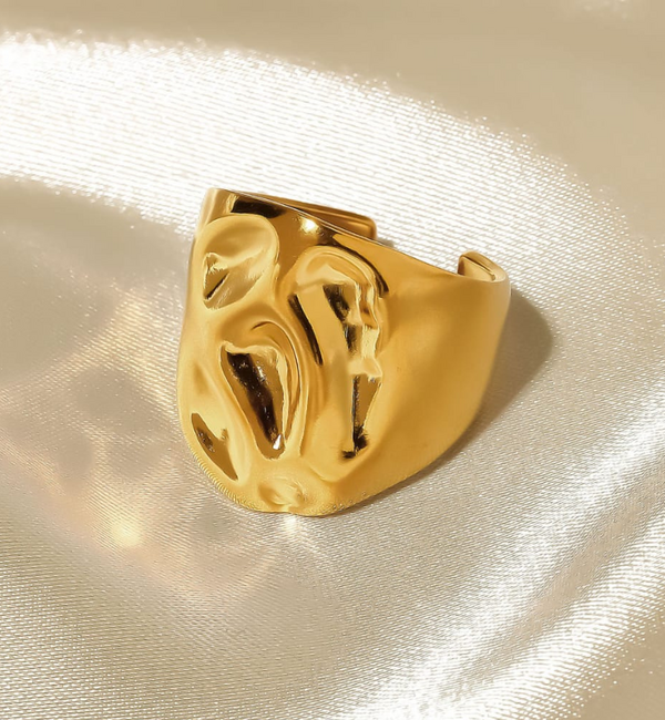 KAYA sieraden Verstelbare Statement Ring Bold & Gold |  Stainless Steel