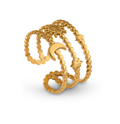 KAYA sieraden Verstelbare Statement Ring Midnight