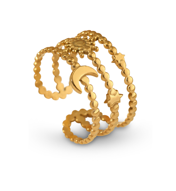 KAYA sieraden  Adjustable Statement Ring Midnight | Stainless Steel