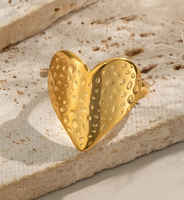 KAYA sieraden  Verstelbare Statement Ring Vintage Heart | Stainless Steel