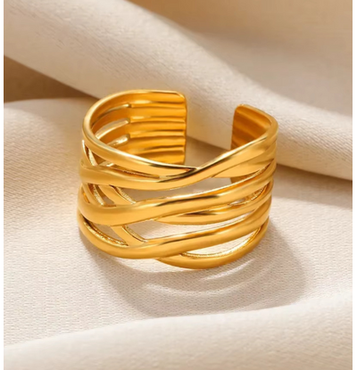 KAYA sieraden Adjustable Statement ring Curve