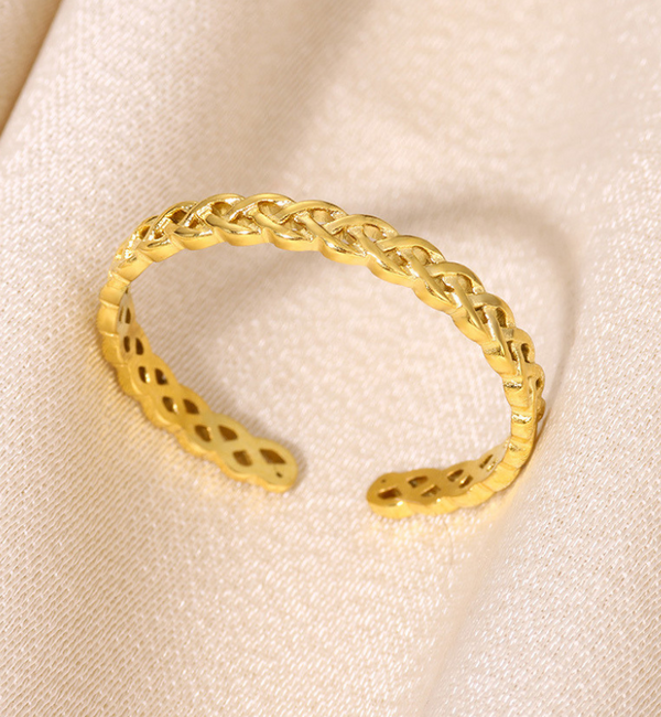 KAYA sieraden Minimalist Adjustable Ring Rope | Stainless Steel