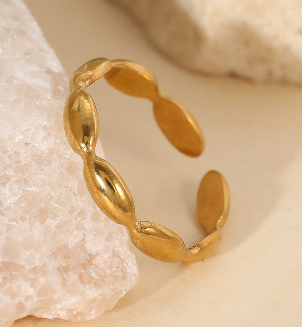 KAYA sieraden Verstelbare Ring met Ovalen Patronen | Stainless Steel