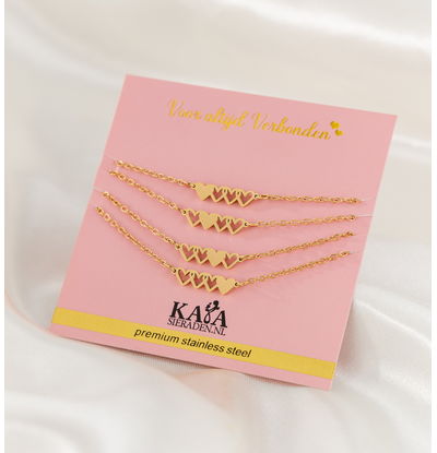 KAYA sieraden Girlfriends bracelets set four hearts  - Copy