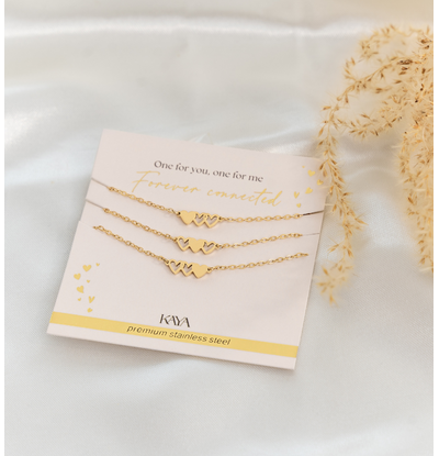 KAYA sieraden Sisters necklaces set “Hearts” | Stainless Steel