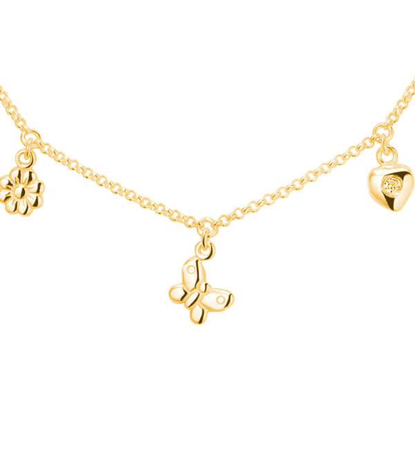 KAYA sieraden Bedelketting met 3 bedeltjes