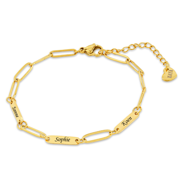 KAYA sieraden Personalized Name Bracelet ‘Paperclip’ | Create Your Own