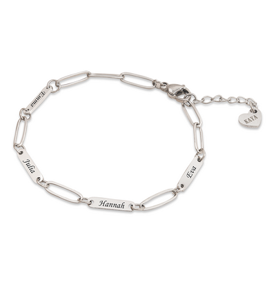 KAYA sieraden Personalized 4 Names Bracelet ‘Paperclip’