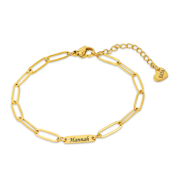 KAYA sieraden Kinderarmband 'Paperclip' met gravure