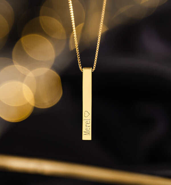 KAYA sieraden Ketting met Gravure 'Elegant Bar'