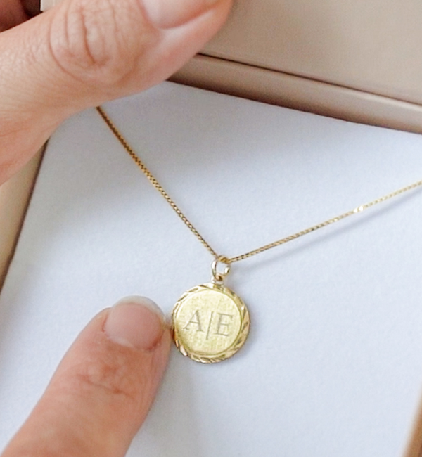 KAYA sieraden Ketting 'Vintage Disc' met Initialen
