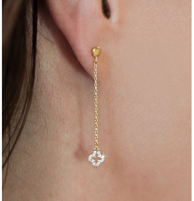 KAYA sieraden Clover Earrings with Crystal