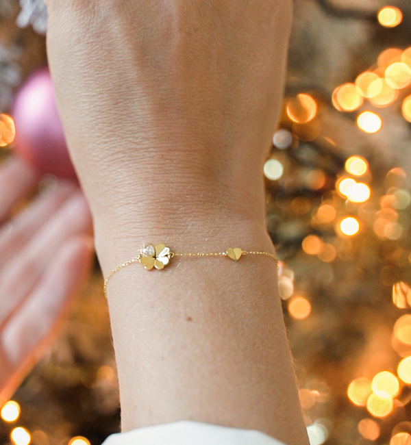 KAYA sieraden Luxury Bracelet for Ladies: Clover & Heart with Crystal