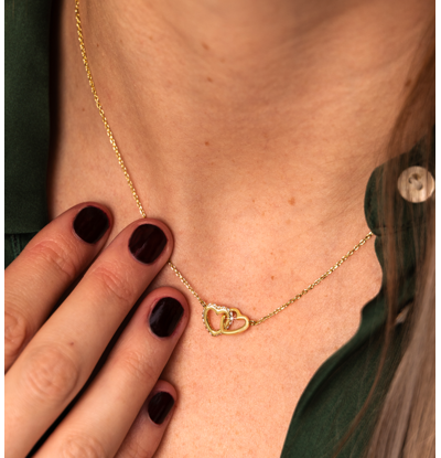 KAYA sieraden Hartjes Ketting Pavé met Kristallen