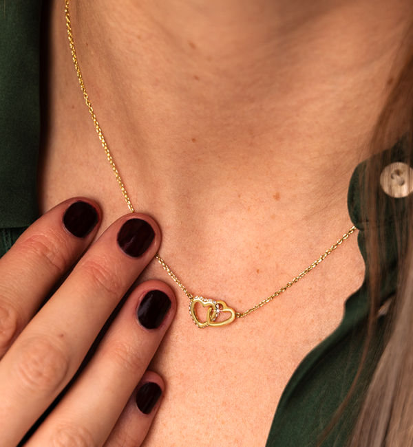 KAYA sieraden Hartjes Ketting Pavé met Kristallen