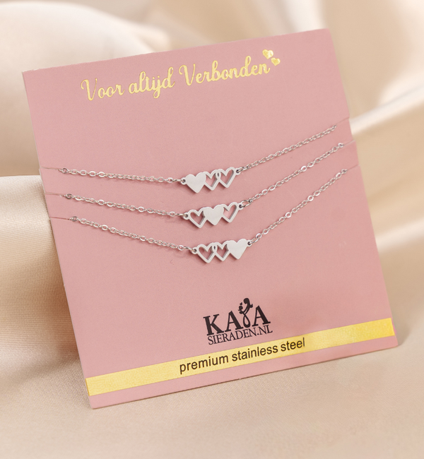 KAYA sieraden Friends necklaces set “Hearts” | Stainless Steel