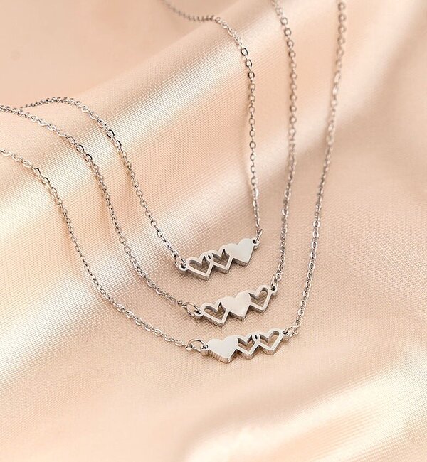 KAYA sieraden Mother & Daughter necklace set ‘Hearts’ | Stainless Steel
