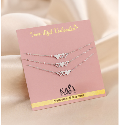 KAYA sieraden Mother & Daughter necklace set ‘Hearts’ | Stainless Steel
