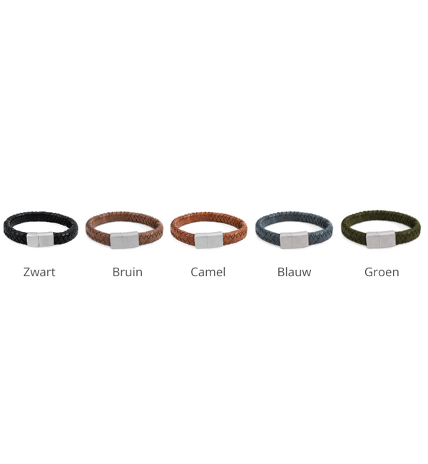 KAYA sieraden Men's Leather Bracelet with Engraved Edge