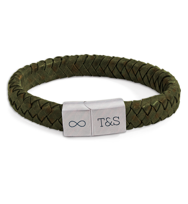 KAYA sieraden Men's Leather Bracelet with Engraved Edge