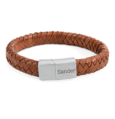 KAYA sieraden Heren Armband Leer met Gravure 11mm