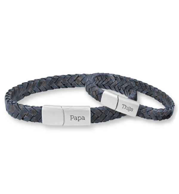 KAYA sieraden Father & Son Bracelets with Engraving Braided Leather