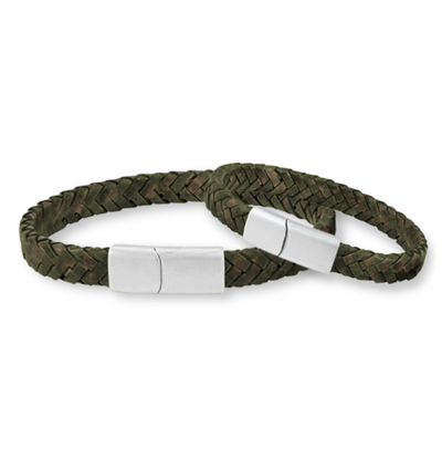 KAYA sieraden Father & Son Bracelets Braided Leather | Green