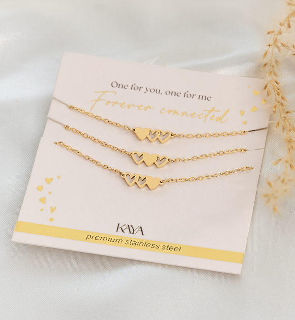 KAYA sieraden Sisters Necklace Set 'Hearts' | Stainless Steel