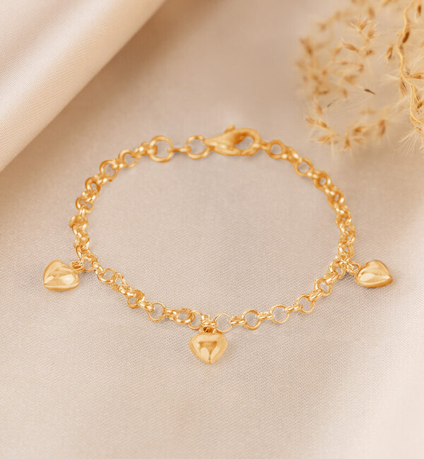 KAYA sieraden Bedelarmband met 3 hartjes