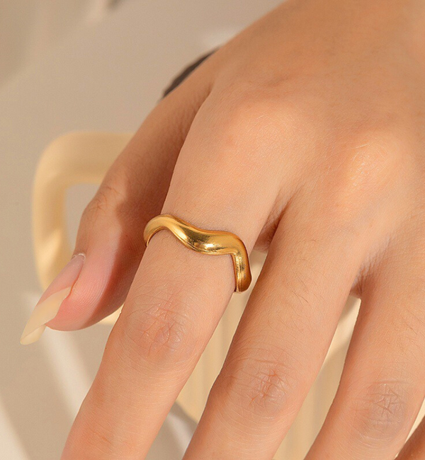 KAYA sieraden Minimalist Adjustable Ring Waves | Stainless Steel
