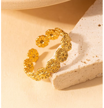 KAYA sieraden Verstelbare Ring Vintage flower