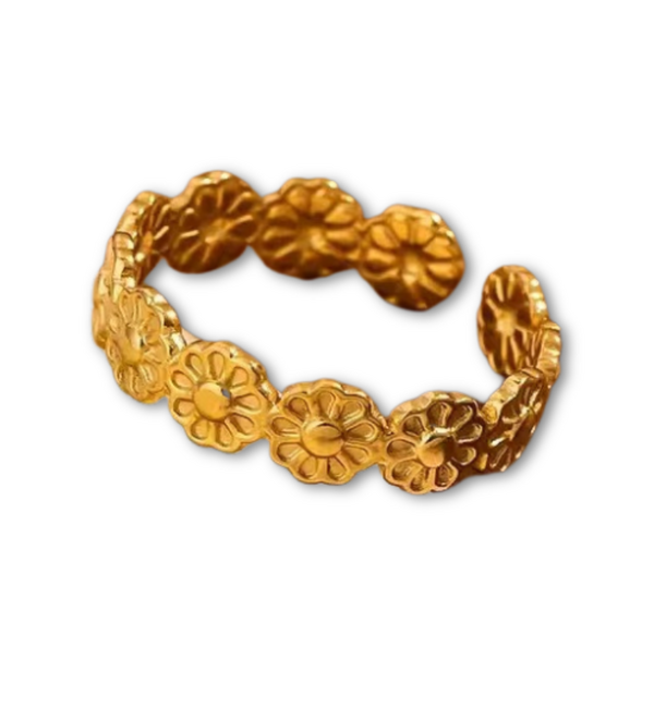 KAYA sieraden  Adjustable Ring Vintage flower | Stainless Steel