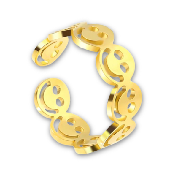 KAYA sieraden  Verstelbare Ring Smiley | Stainless Steel