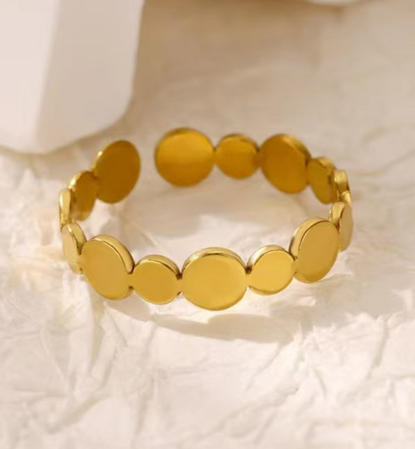 KAYA sieraden Minimalist Adjustable Ring Dots | Stainless Steel