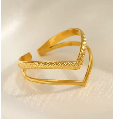 KAYA sieraden Verstelbare Ring Dubbele V Shape