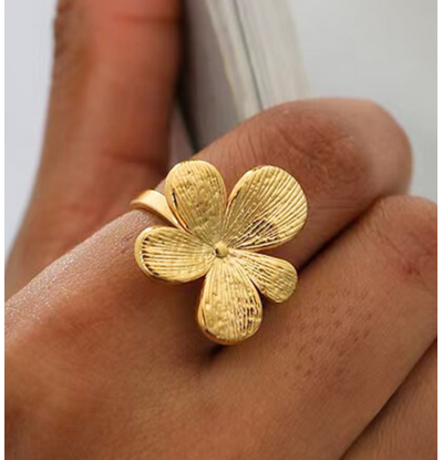 KAYA sieraden Verstelbare Statement Ring met Bloem