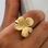 KAYA sieraden  Verstelbare Statement Ring met Bloem | Stainless Steel