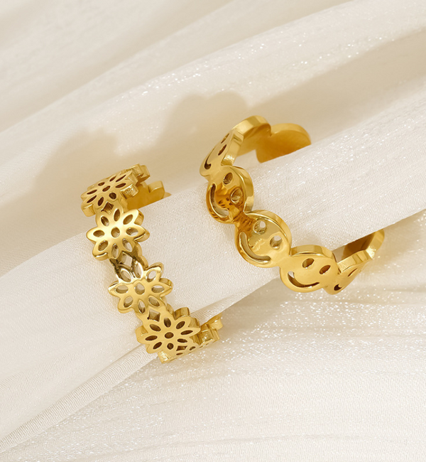 KAYA sieraden  Verstelbare Ring Vintage flower | Stainless Steel