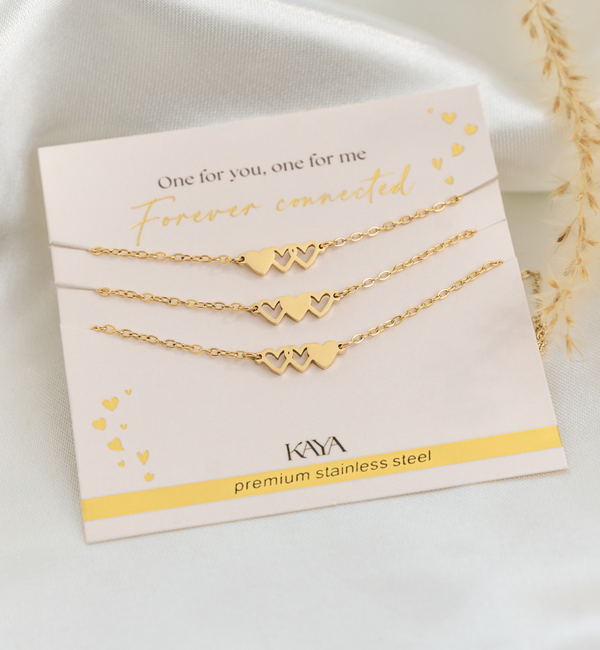 KAYA sieraden 3 Girlfriend Bracelets Set 'Hearts'  - Copy