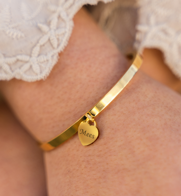 KAYA sieraden Slavenarmband met Bedel graveren I Stainless Steel