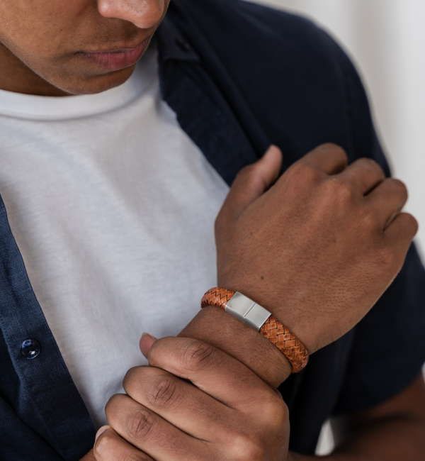KAYA sieraden Heren Armband Leer 11mm