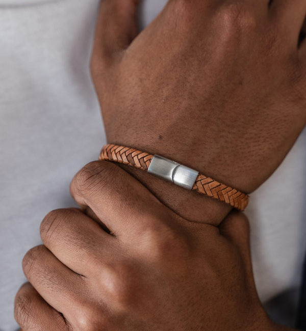 KAYA sieraden Jongens Armband Gevlochten Leer