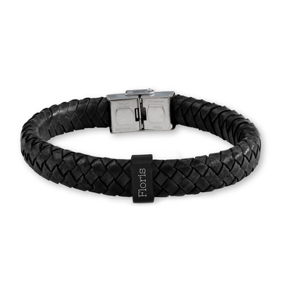 Sieraden MODEL PHOTO ONLY MISSING >> Boys bracelet with name Leather ´Rock My World´ | Black